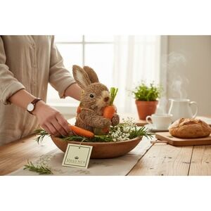 Regency International Sisal Bunny Figurine Unisex 6" Natural Brand New Easter